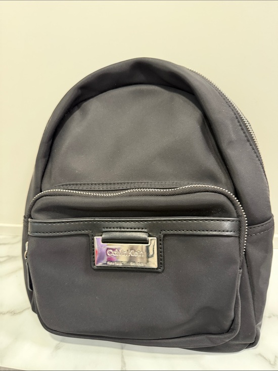 Calvin Klein Handbags - Calvin Klein Small Black Nylon Backpack Purse with Silver-tone Hardware